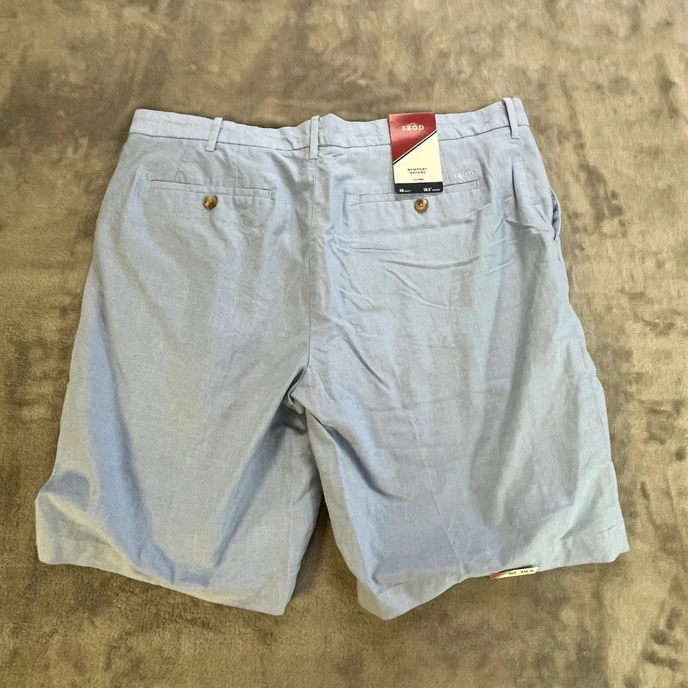 IZOD Newport Oxford Shorts Mens 40 Blue Flat Front‎ 45SH169464